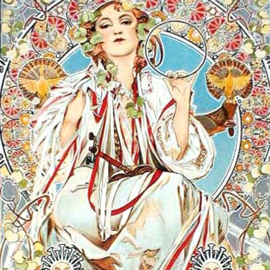 アルフォンス・ミュシャの絵画作品　タイトルは、スラヴィア　Slavia